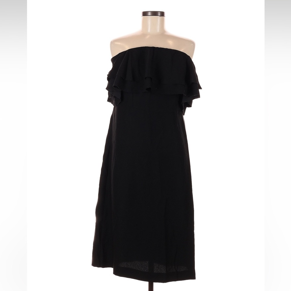 Banana Republic Black Strapless Ruffle Midi Dress